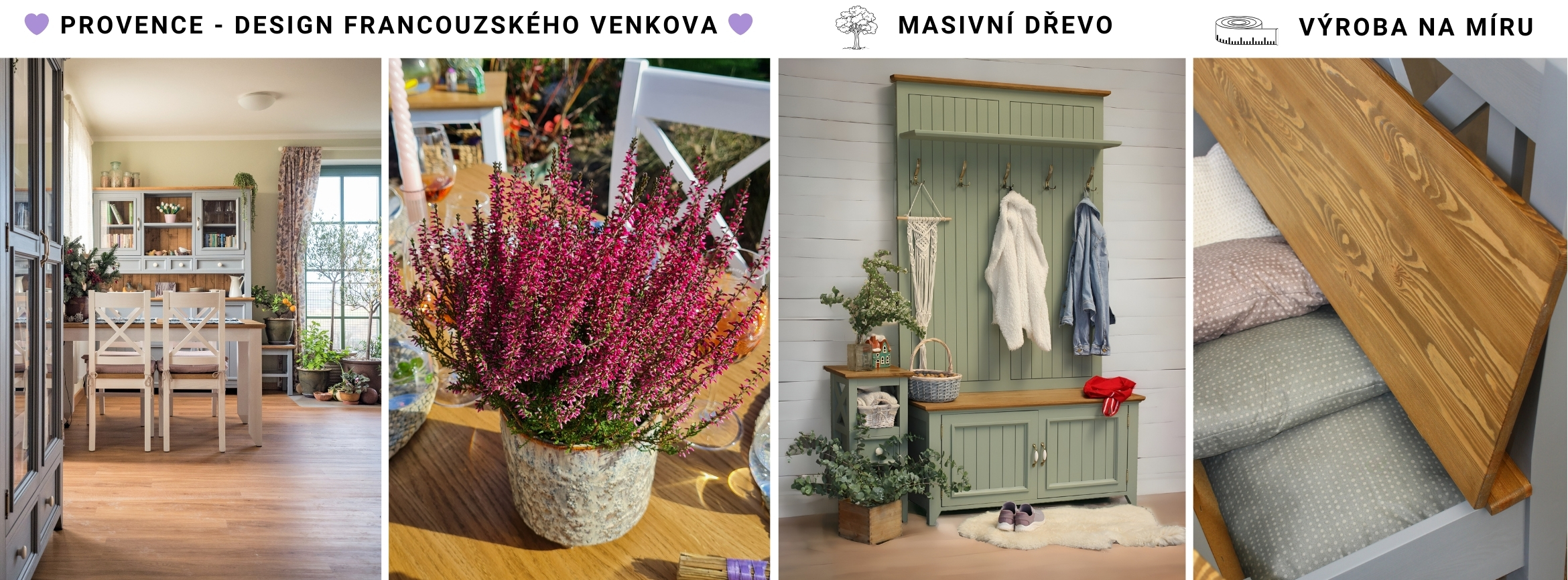 Nábytek provence bílý, šedý nábytek lavice na zakazku